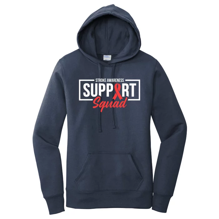 Stroke Awareness Month Support Squad I Wear Red Ribbon Funny Gift Women's Pullover Hoodie