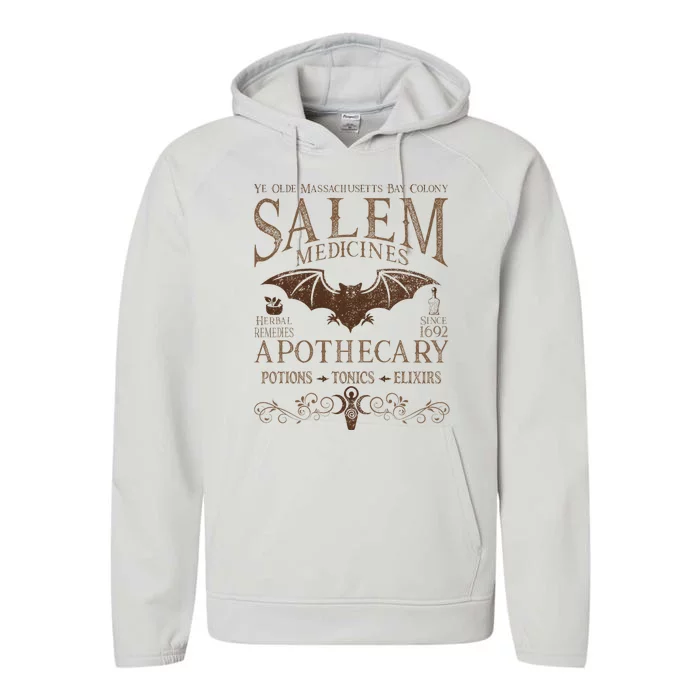 Salem Apothecary Medicines Herbal Witch Bat Beige Performance Fleece Hoodie