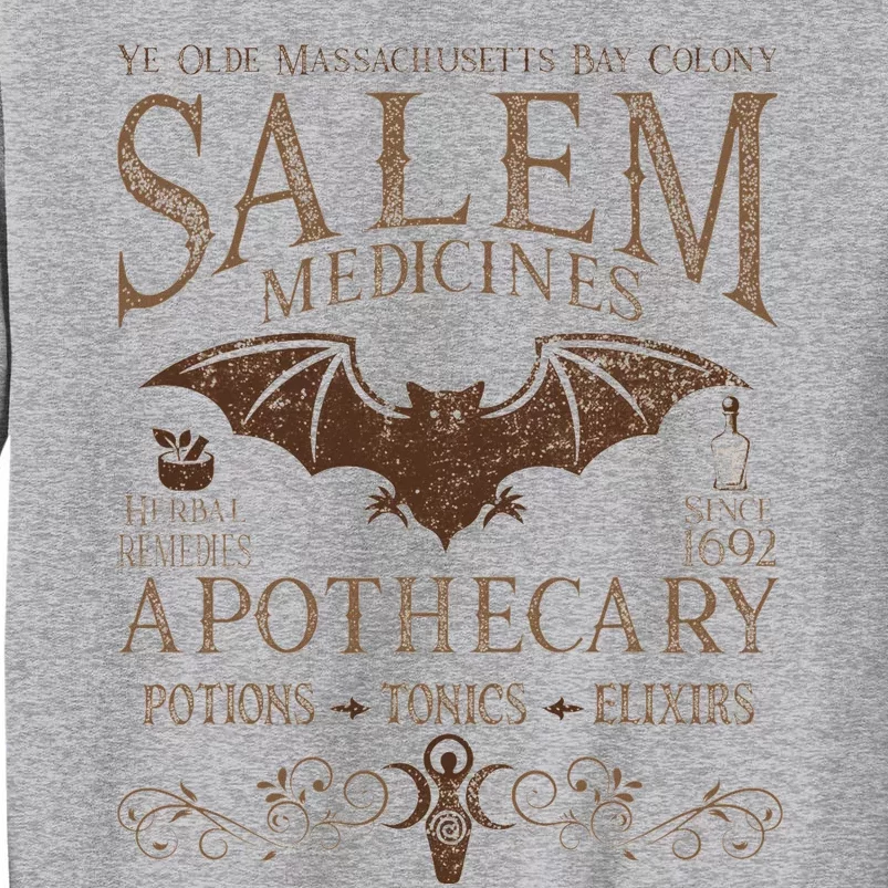 Salem Apothecary Medicines Herbal Witch Bat Beige Tall Sweatshirt