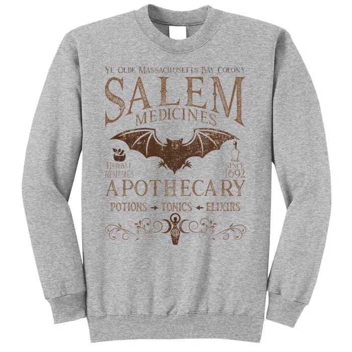 Salem Apothecary Medicines Herbal Witch Bat Beige Tall Sweatshirt