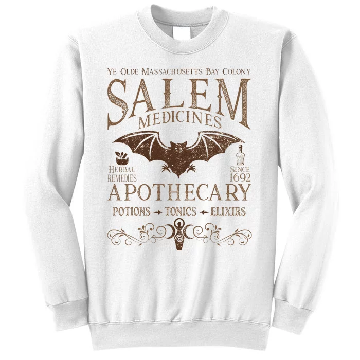 Salem Apothecary Medicines Herbal Witch Bat Beige Sweatshirt