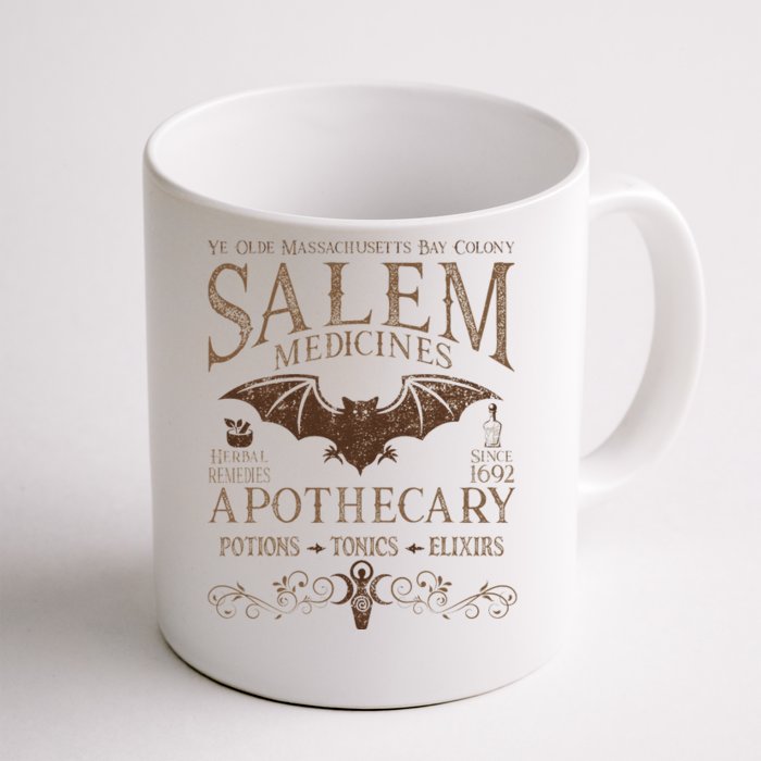 Salem Apothecary Medicines Herbal Witch Bat Beige Front & Back Coffee Mug