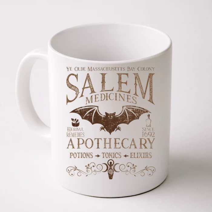 Salem Apothecary Medicines Herbal Witch Bat Beige Front & Back Coffee Mug