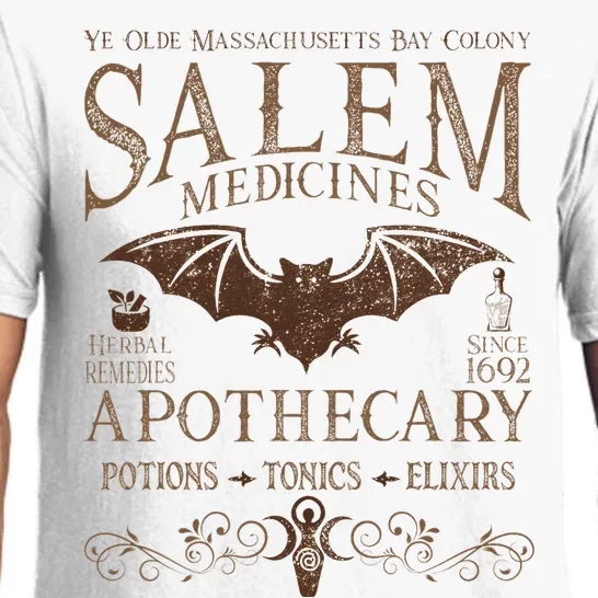 Salem Apothecary Medicines Herbal Witch Bat Beige Pajama Set