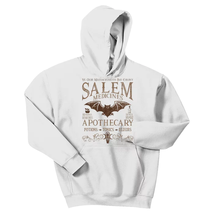 Salem Apothecary Medicines Herbal Witch Bat Beige Kids Hoodie