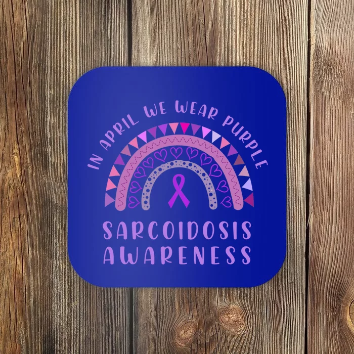 Sarcoidosis Awareness Month In April We Wear Purple Rainbow Gift Coaster