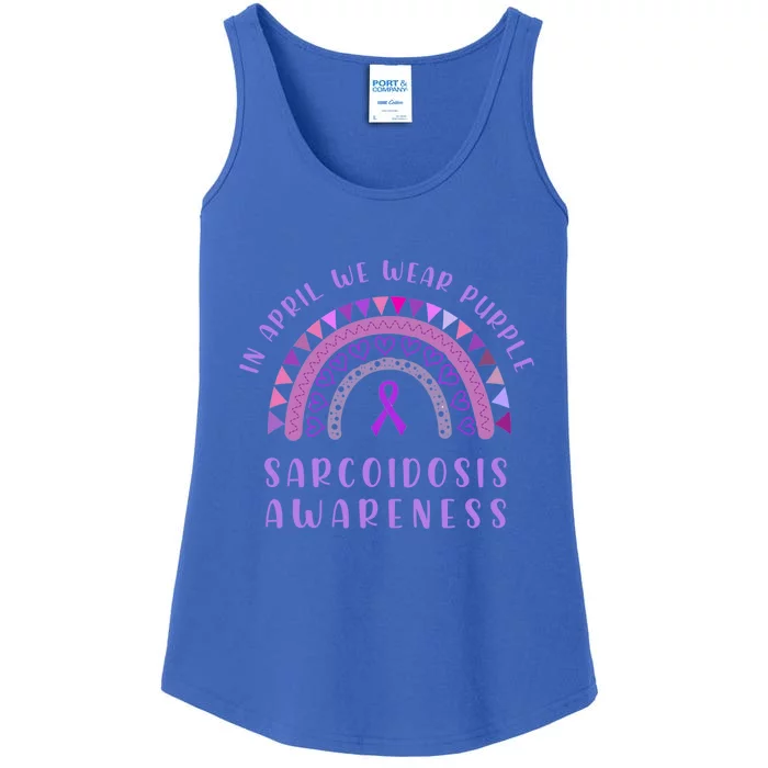 Sarcoidosis Awareness Month In April We Wear Purple Rainbow Gift Ladies Essential Tank