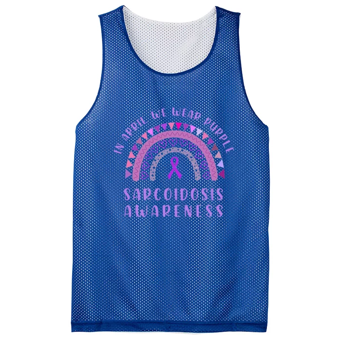 Sarcoidosis Awareness Month In April We Wear Purple Rainbow Gift Mesh Reversible Basketball Jersey Tank