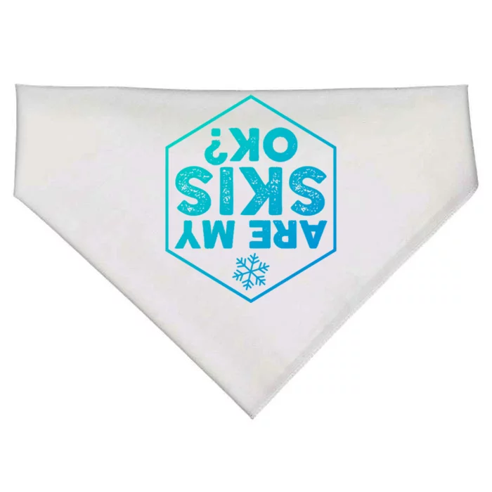 Skier Are My Skis Ok Funny Skiing Gift Cool Gift USA-Made Doggie Bandana