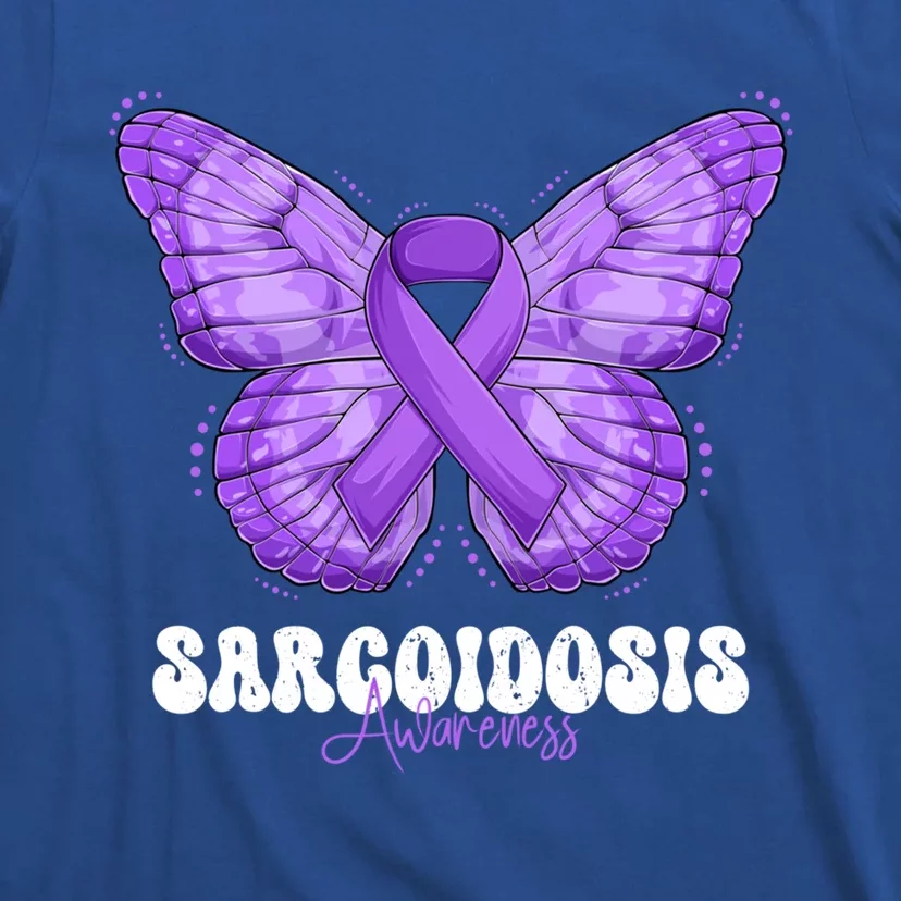 Sarcoidosis Awareness Month Purple Ribbon Butterfly Cool Gift T-Shirt