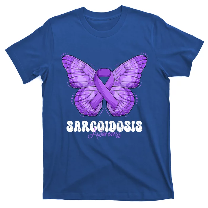 Sarcoidosis Awareness Month Purple Ribbon Butterfly Cool Gift T-Shirt