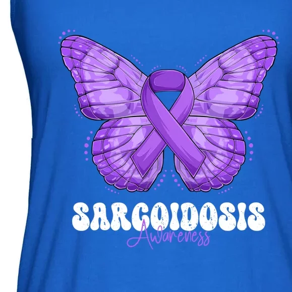 Sarcoidosis Awareness Month Purple Ribbon Butterfly Cool Gift Ladies Essential Flowy Tank