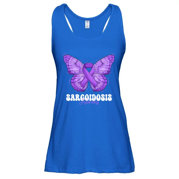 Sarcoidosis Awareness Month Purple Ribbon Butterfly Cool Gift Ladies Essential Flowy Tank