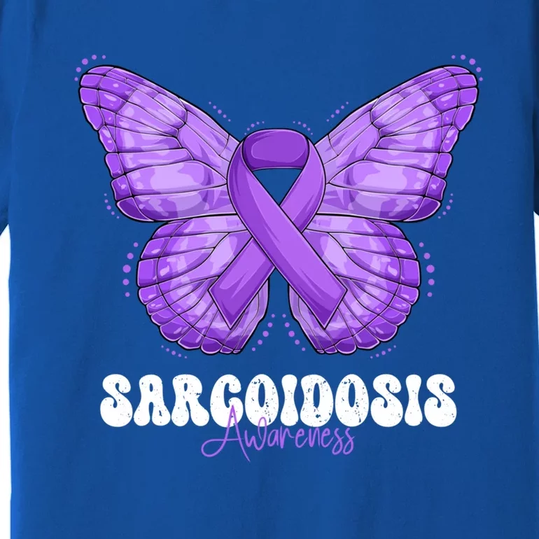 Sarcoidosis Awareness Month Purple Ribbon Butterfly Cool Gift Premium T-Shirt