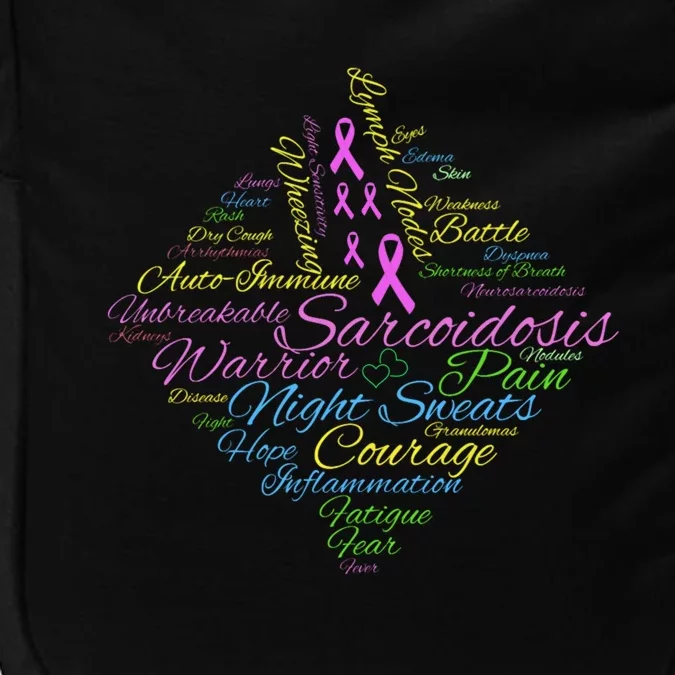 Sarcoidosis Awareness Month Sarcoidosis Warrior Word Cloud Gift Impact Tech Backpack