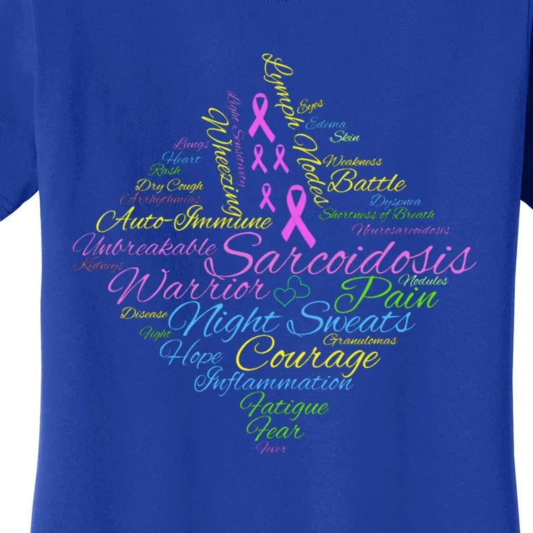 Sarcoidosis Awareness Month Sarcoidosis Warrior Word Cloud Gift Women's T-Shirt