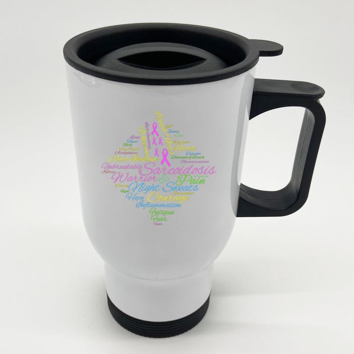 Sarcoidosis Awareness Month Sarcoidosis Warrior Word Cloud Gift Front & Back Stainless Steel Travel Mug