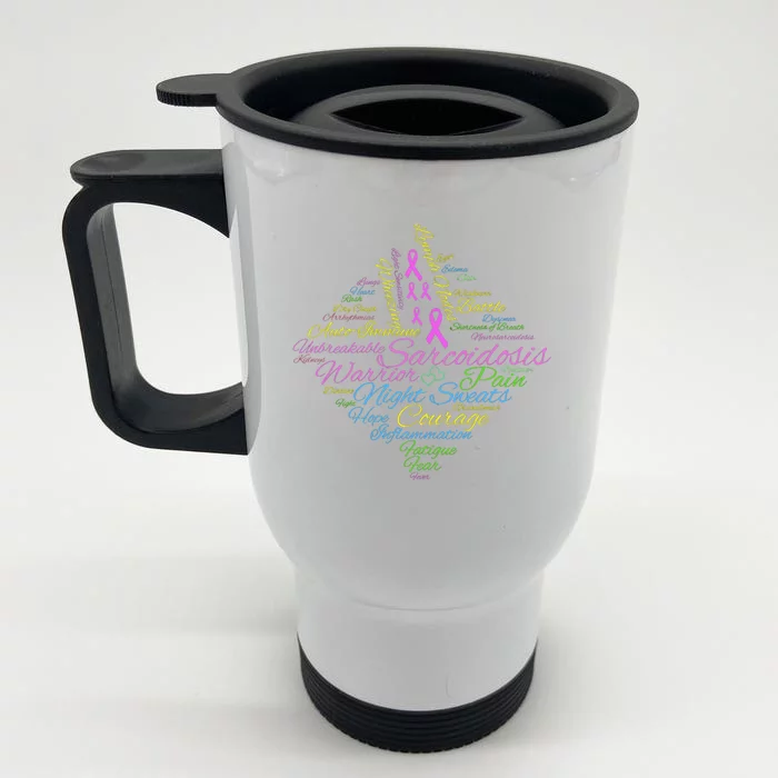 Sarcoidosis Awareness Month Sarcoidosis Warrior Word Cloud Gift Front & Back Stainless Steel Travel Mug