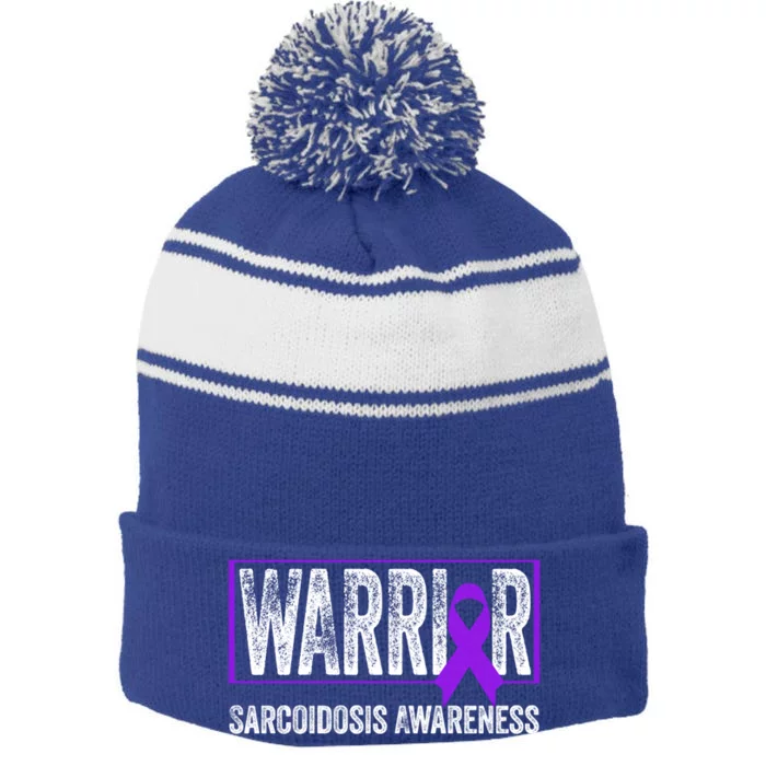 Sarcoidosis Awareness Meaningful Gift Sarcoidosis Awareness Warrior Gift Stripe Pom Pom Beanie