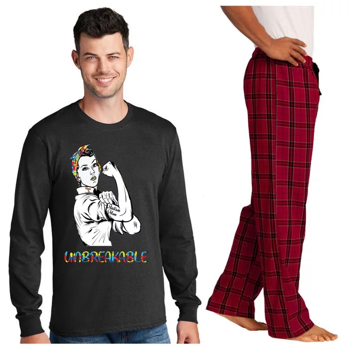 Strong Autism Mom Autism Mama Autistic Fathering Gift Autism Gift Long Sleeve Pajama Set