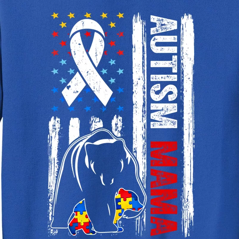 Support Autism Mama Bear Awareness American Flag Meaningful Gift Sweatshirt