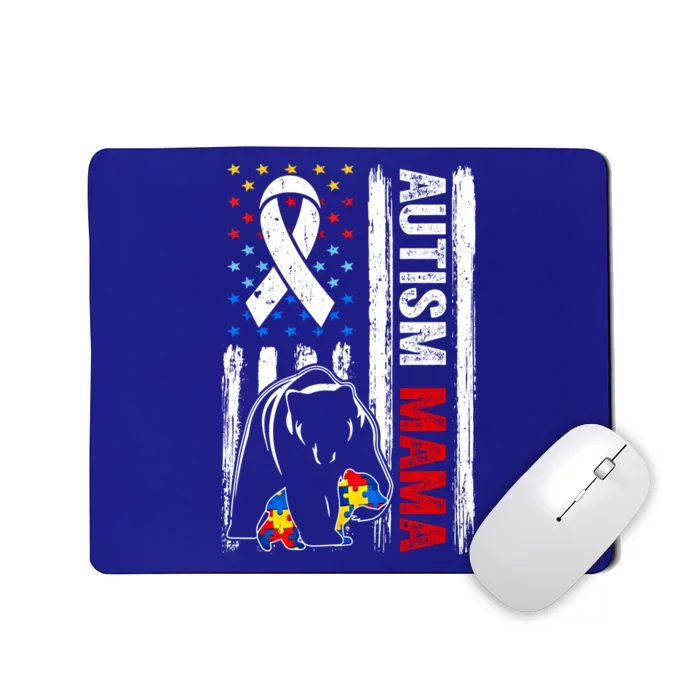 Support Autism Mama Bear Awareness American Flag Meaningful Gift Mousepad