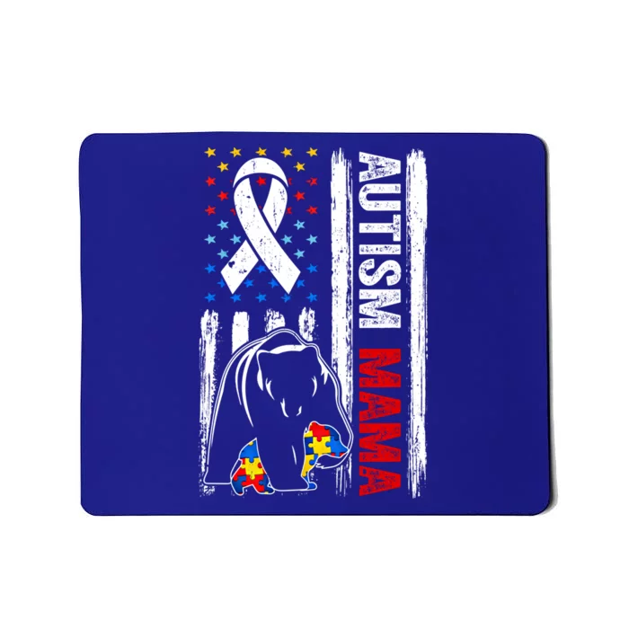 Support Autism Mama Bear Awareness American Flag Meaningful Gift Mousepad