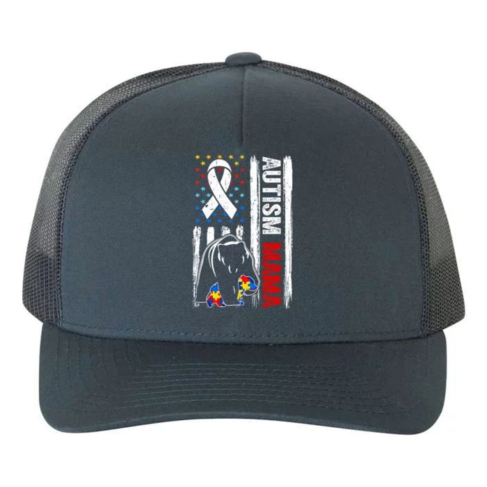 Support Autism Mama Bear Awareness American Flag Meaningful Gift Yupoong Adult 5-Panel Trucker Hat