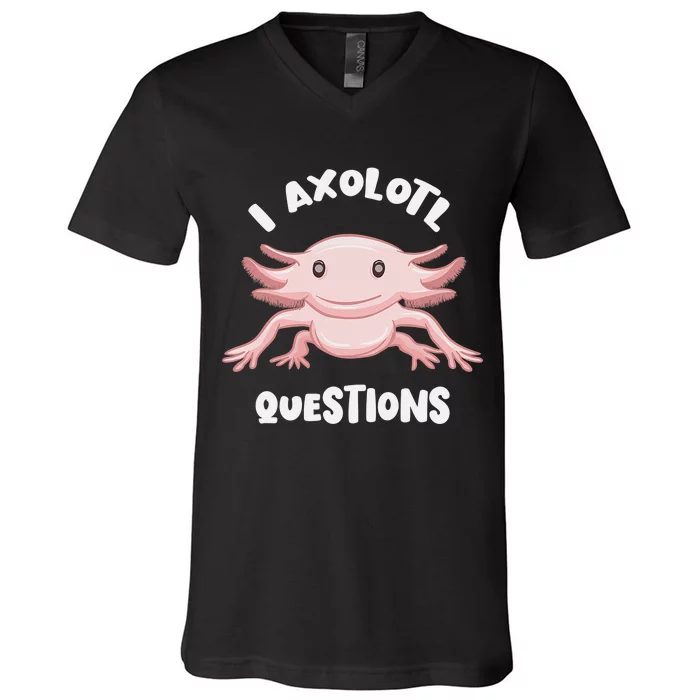 Smiling Axolotl Mexican Walking Fish I Axolotl Questions V-Neck T-Shirt