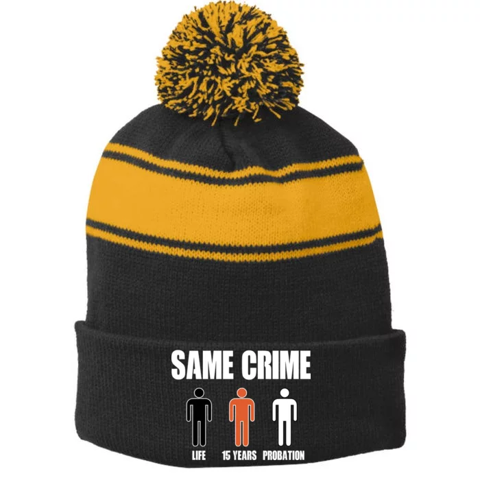 Same Crime Life 15 Years Probation Equality Stripe Pom Pom Beanie