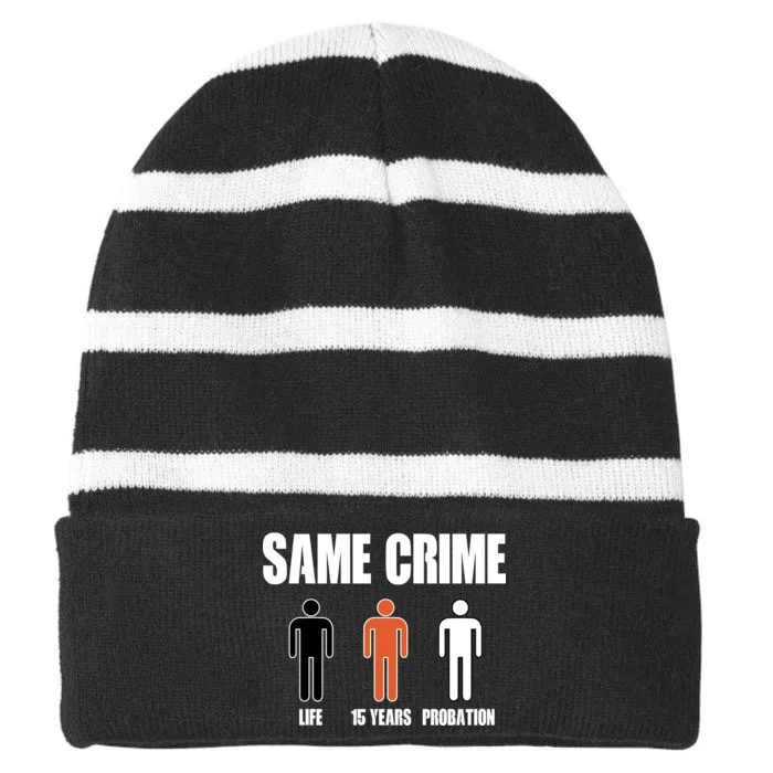 Same Crime Life 15 Years Probation Equality Striped Beanie with Solid Band