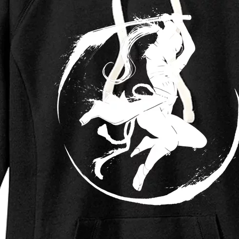 Samurai Lady Katana Slashing Circle Women's Fleece Hoodie