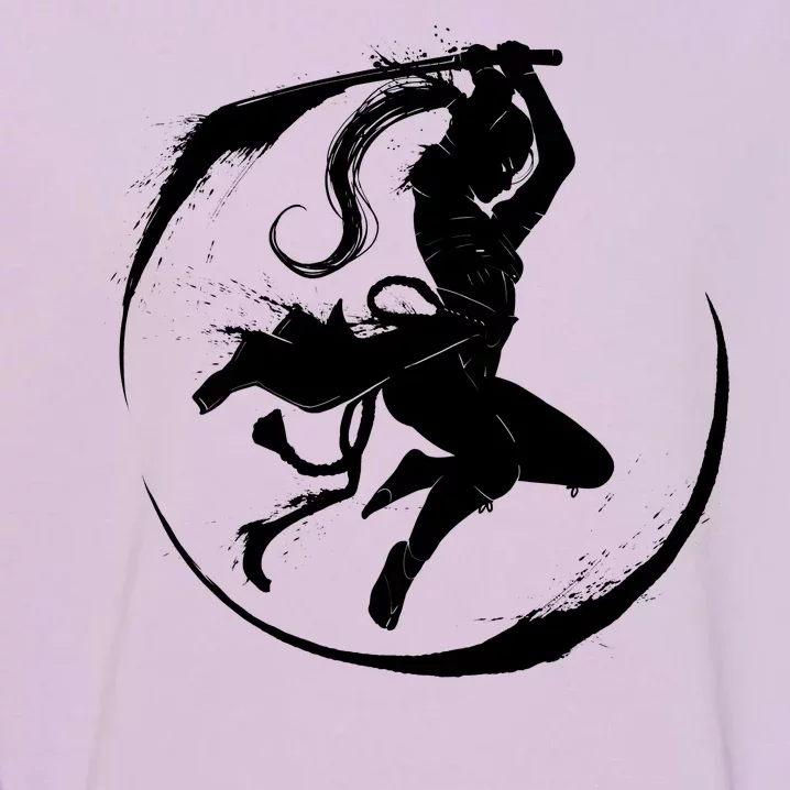 Samurai Lady Katana Slashing Circle Garment-Dyed Sweatshirt