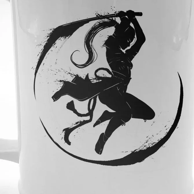 Samurai Lady Katana Slashing Circle Front & Back Beer Stein