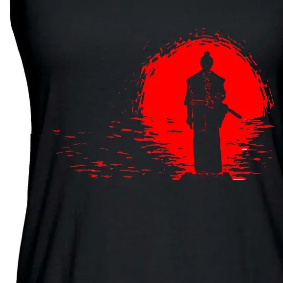 Samurai Red Sun Warrior Hollow Ladies Essential Flowy Tank