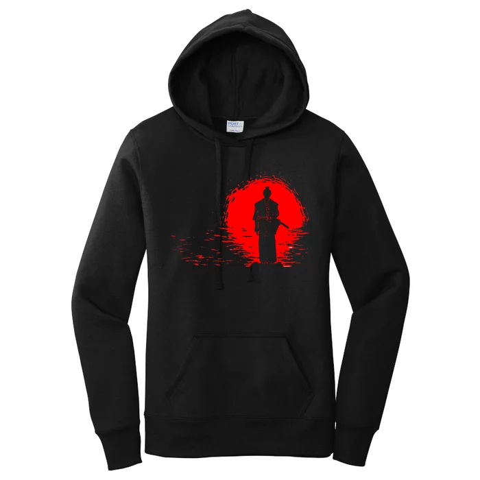 Samurai Red Sun Warrior Hollow Women's Pullover Hoodie