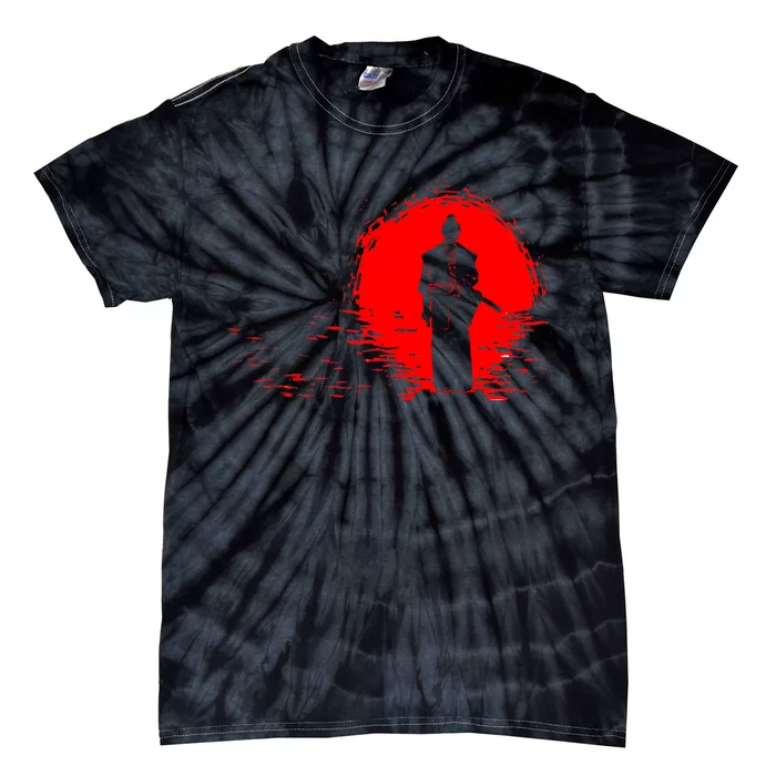 Samurai Red Sun Warrior Hollow Tie-Dye T-Shirt