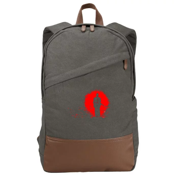 Samurai Red Sun Warrior Hollow Cotton Canvas Backpack