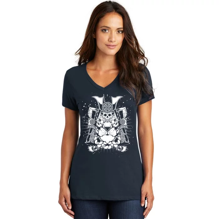 Samurai Tiger Women's V-Neck T-Shirt