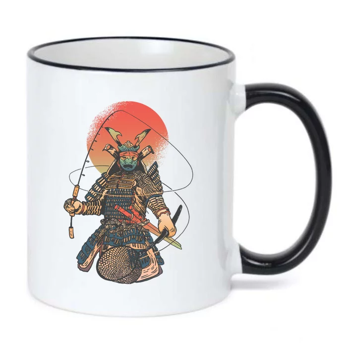 Samurai Warrior Fishing Black Color Changing Mug