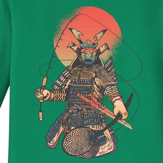 Samurai Warrior Fishing Baby Long Sleeve Bodysuit