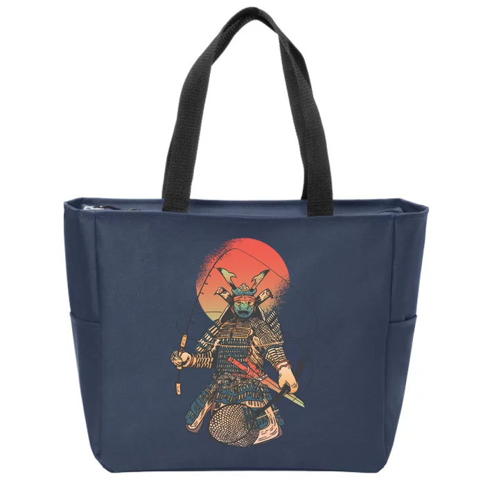 Samurai Warrior Fishing Zip Tote Bag