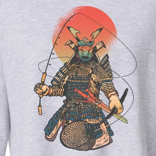 Samurai Warrior Fishing Cropped Pullover Crew