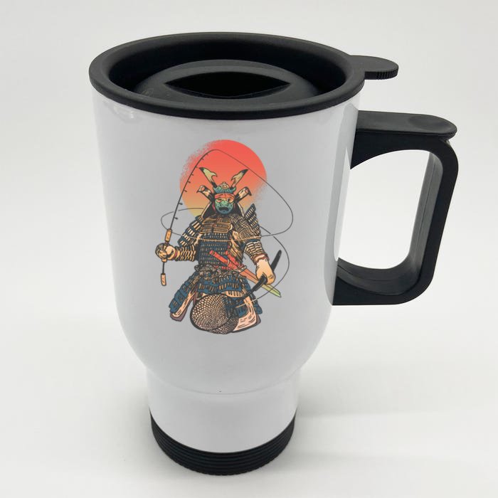 Samurai Warrior Fishing Front & Back Stainless Steel Travel Mug