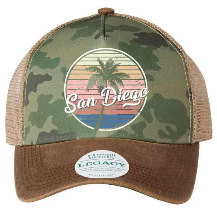 San Diego Palm Tree Vintage Retro Legacy Tie Dye Trucker Hat