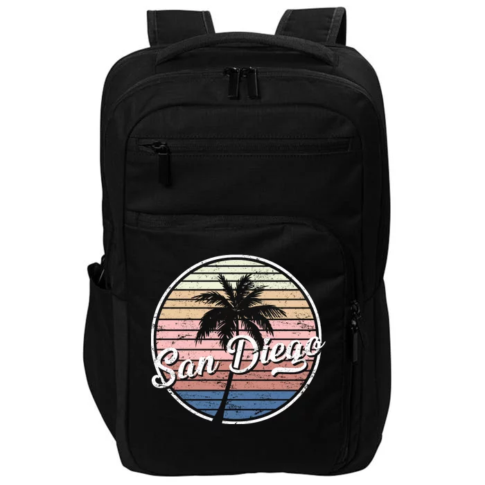 San Diego Palm Tree Vintage Retro Impact Tech Backpack