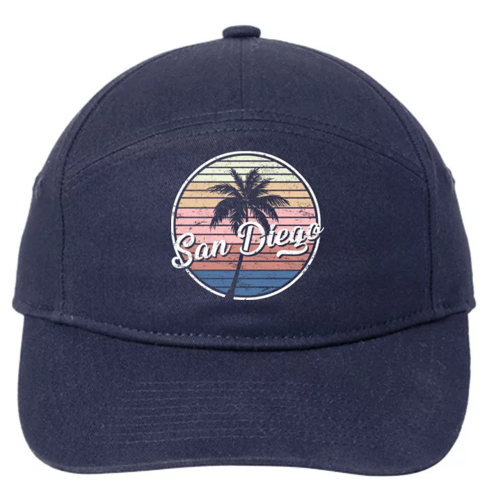 San Diego Palm Tree Vintage Retro 7-Panel Snapback Hat