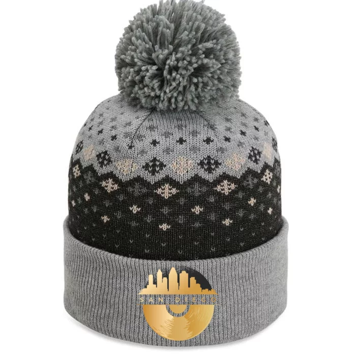 San Diego Vinyl Skyline The Baniff Cuffed Pom Beanie