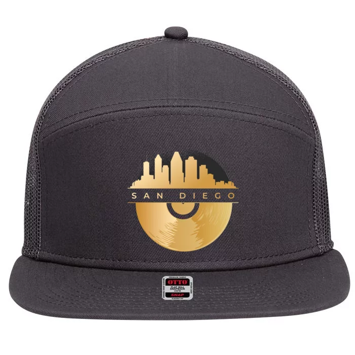 San Diego Vinyl Skyline 7 Panel Mesh Trucker Snapback Hat