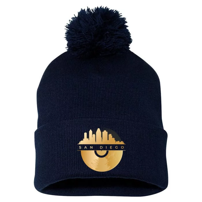 San Diego Vinyl Skyline Pom Pom 12in Knit Beanie